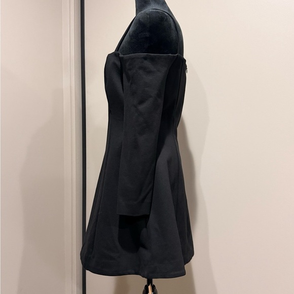 Reformation Elegant Black Off-Shoulder Long Sleeve Holiday Party Dress - Picture 3 of 6